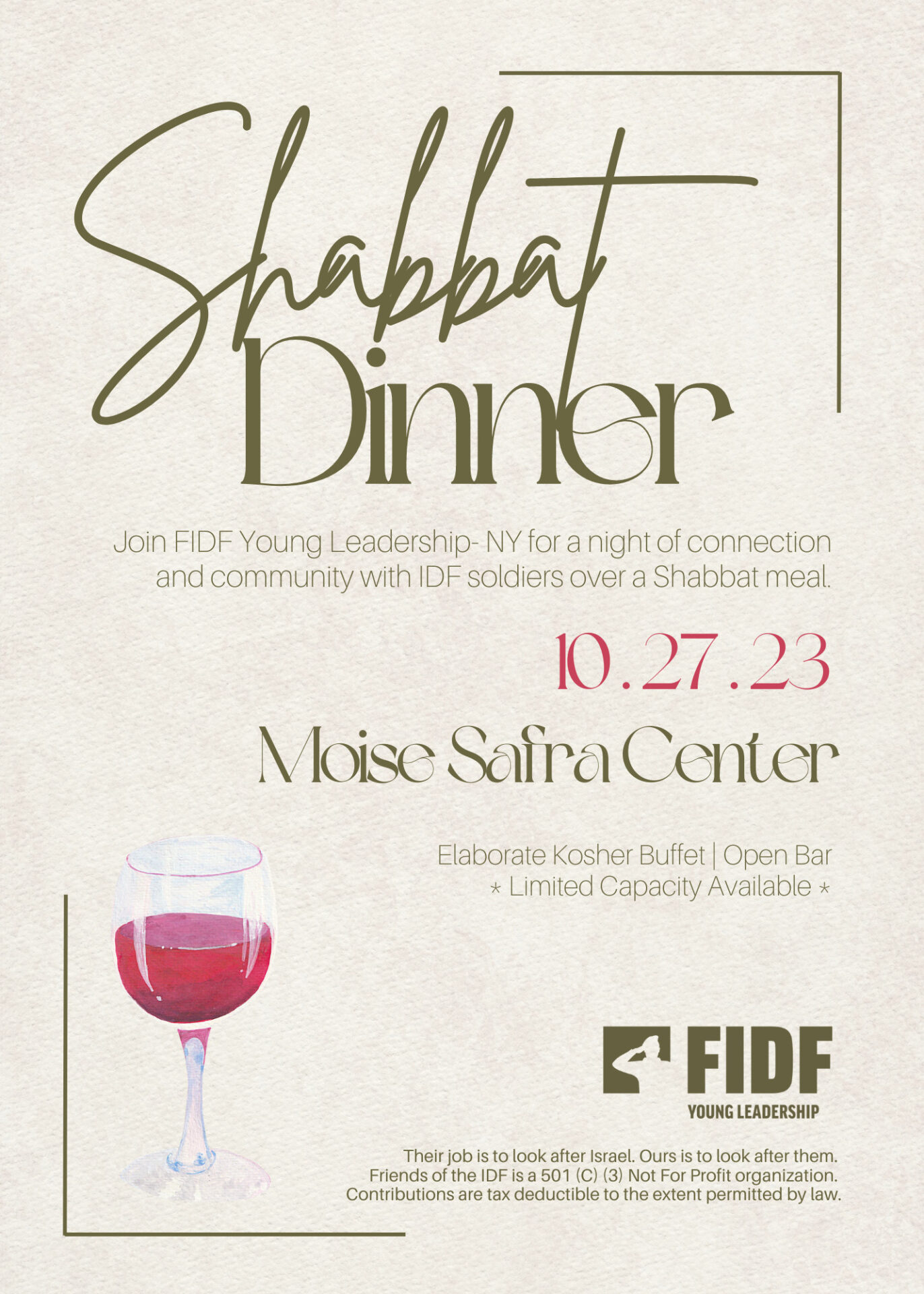 YL NY Shabbat Dinner FIDF   Shabbat Dinner Invitiation 